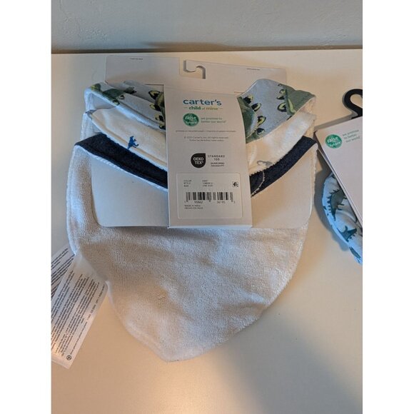 Carters Child Of Mine 3-Pack Bandana Bibs & 2-Pack Mittens Dinosaur Print Baby A - Picture 5 of 5